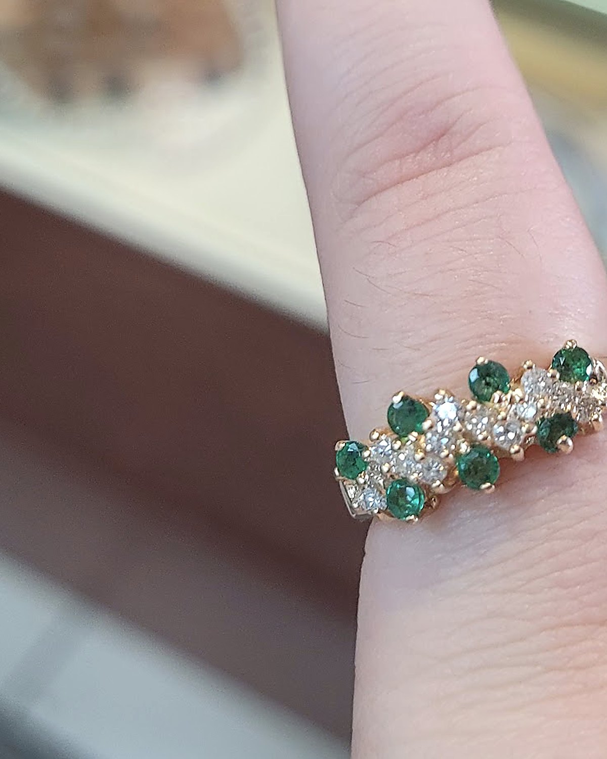 Emerald and diamond band