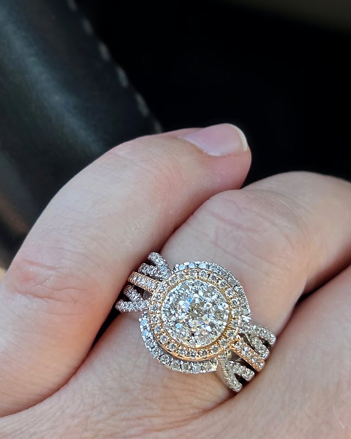 Halo bridal set with wrap